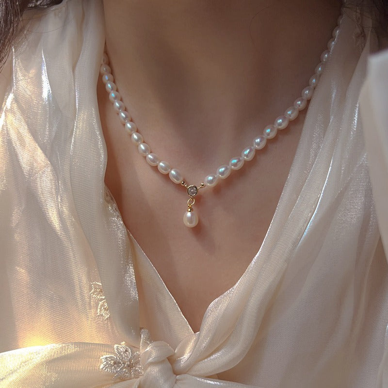 Women's Natural Pearl Necklace French Retro