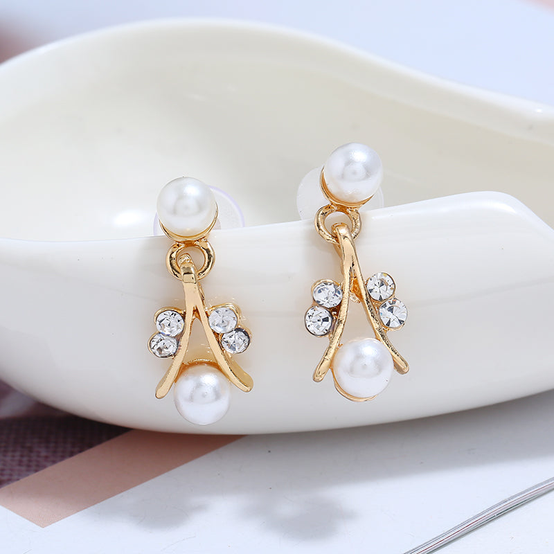 pearl gold-plated silver necklace earring set