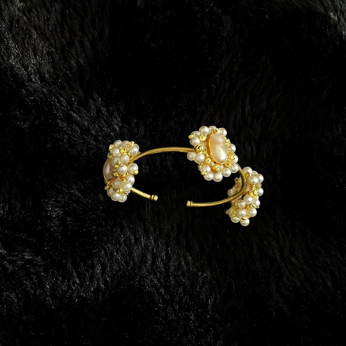 Antique Fusion Cuff Bracelet with Real Pearls