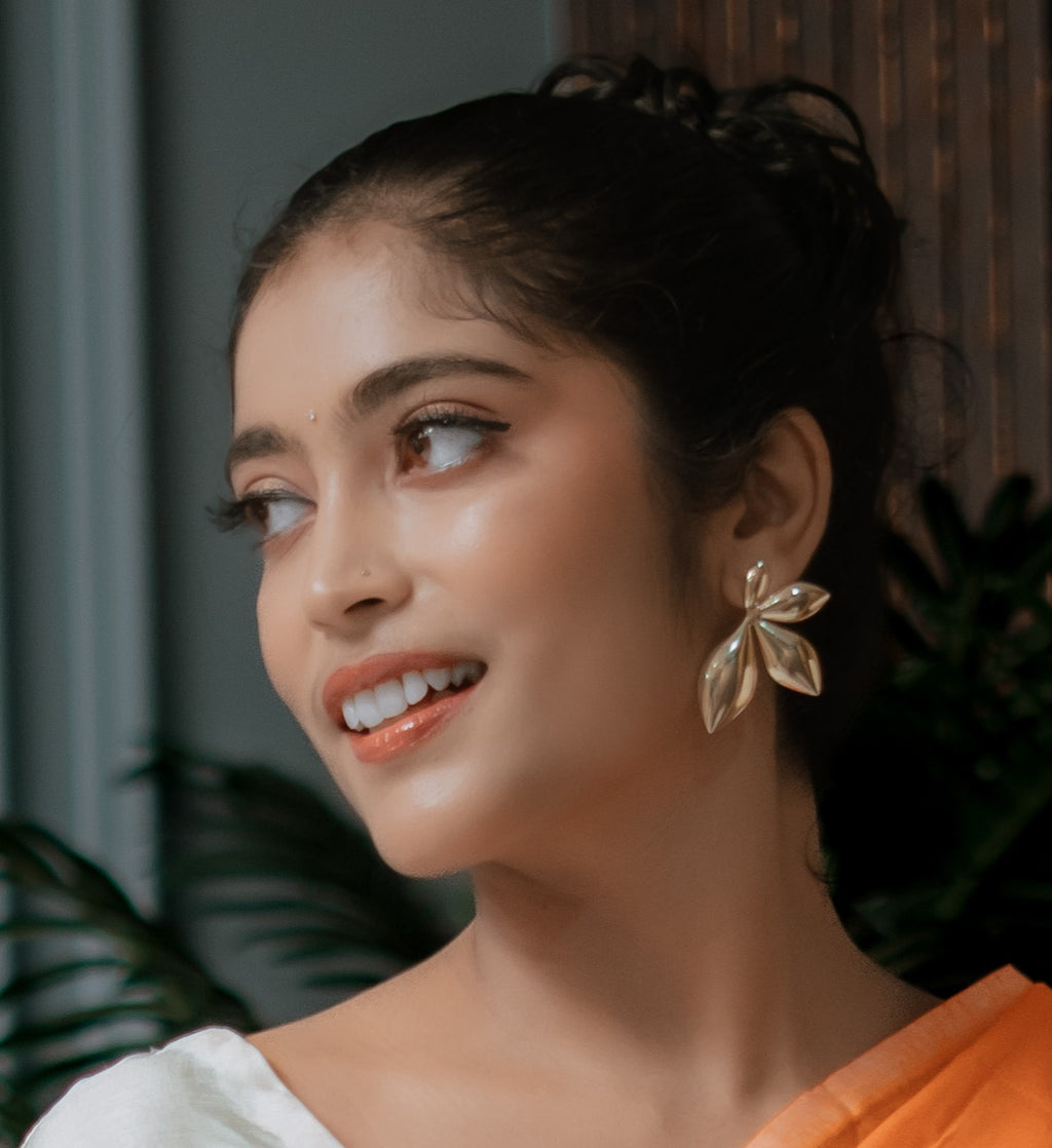 Earrings Flowers Leaf-shaped Stud