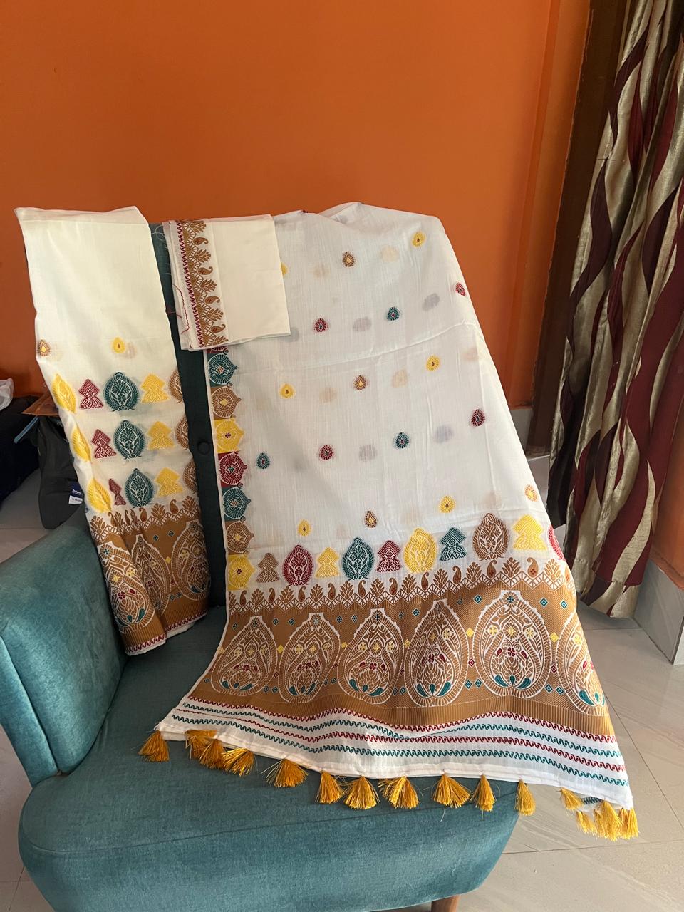 Mekhela Chadar Blouse set Cotton